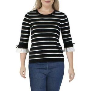 Maison Jules Striped Bow-Trim Sweater S - NWT